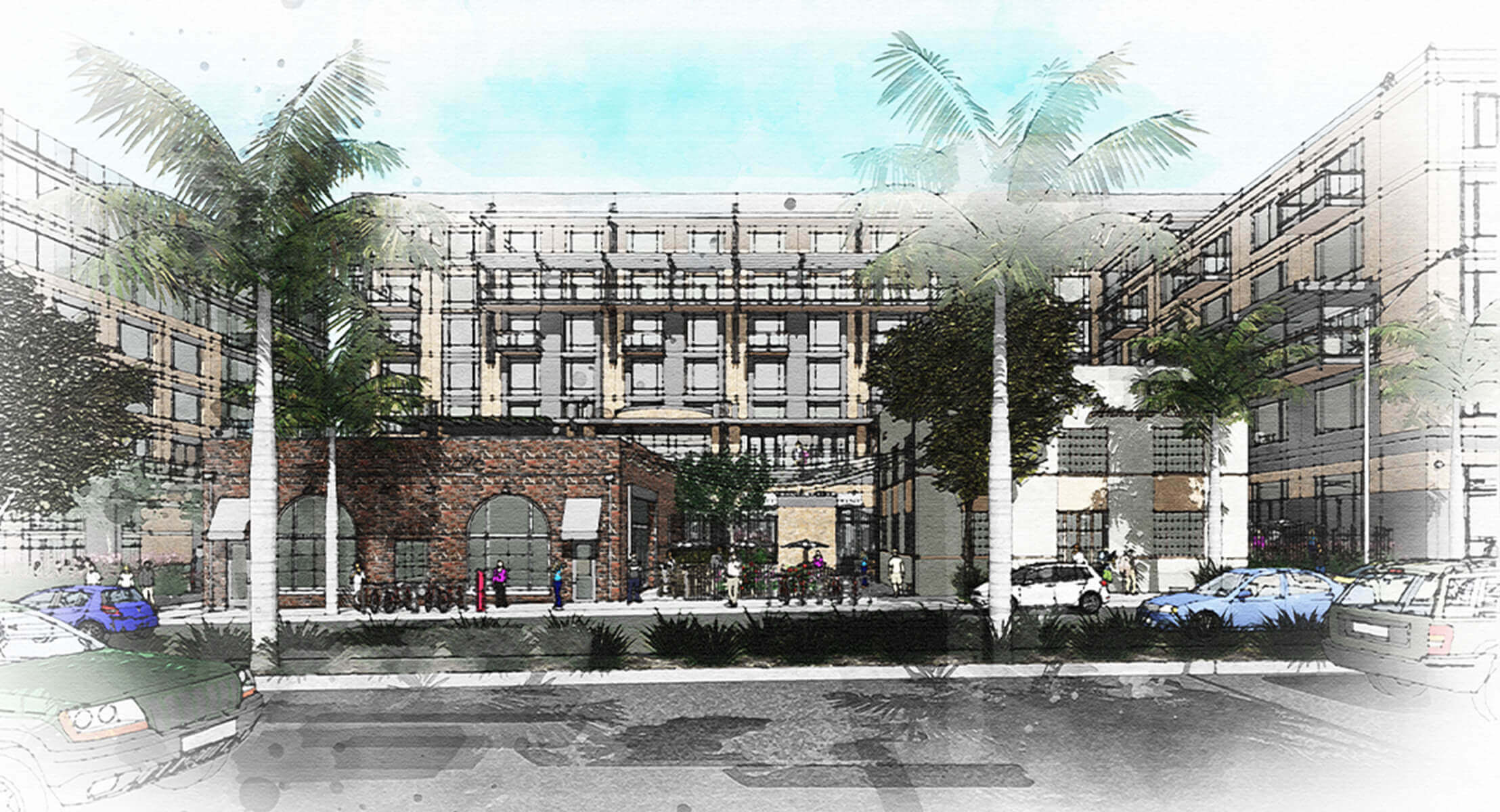 Rendering of Entry Court at Historic Buildings