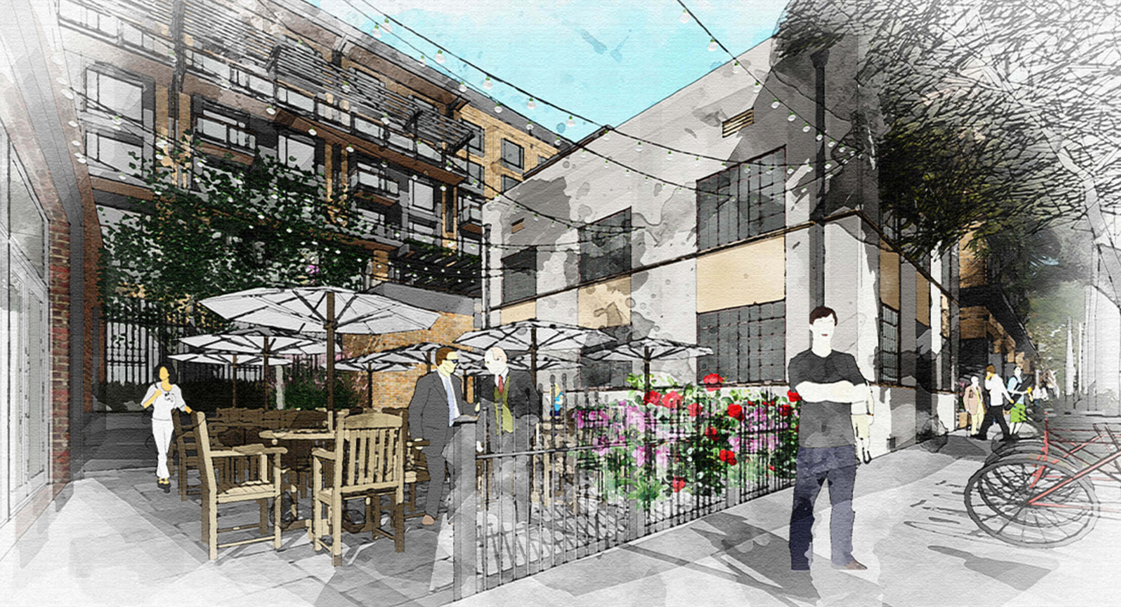 Rendering of Entry Court at Historic Buildings