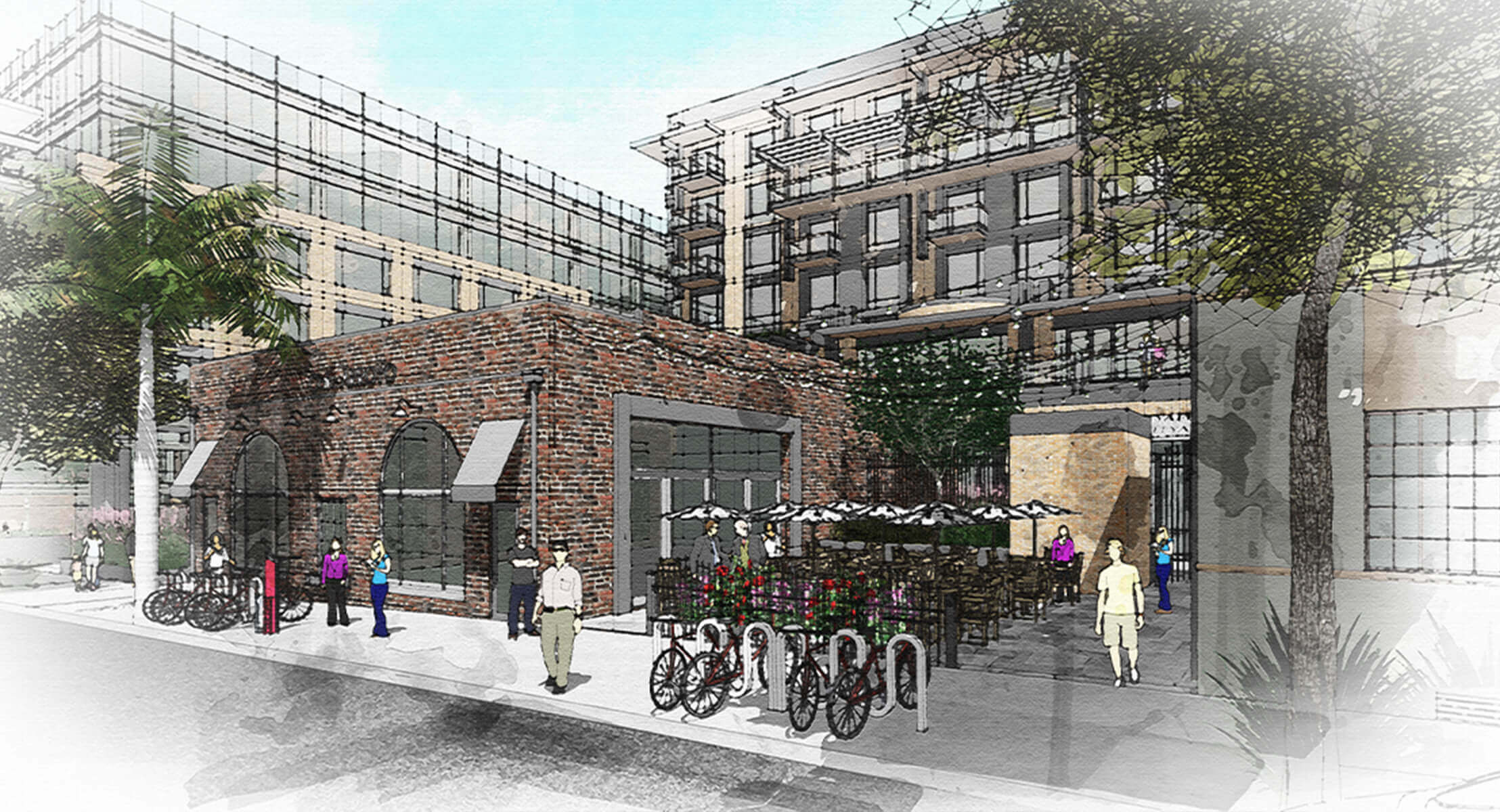 Rendering of Southwest Courtyard View